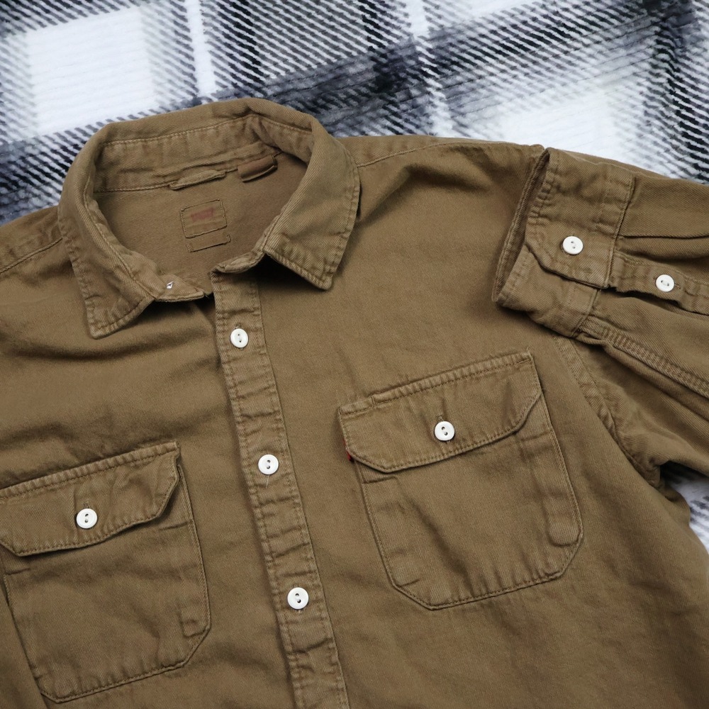 Levi's Brown Hemp Blend Long Sleeve Button Down Shirt Mens Size M